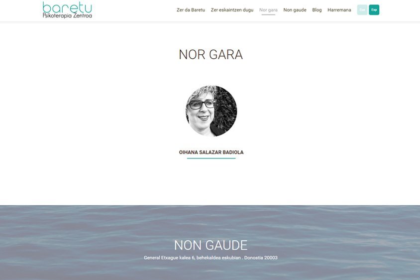 Baretu psikoterapiaren web-orriaren irudia