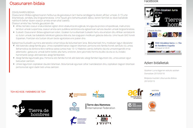 Gizakien Lurraren web-orri berriaren irudia